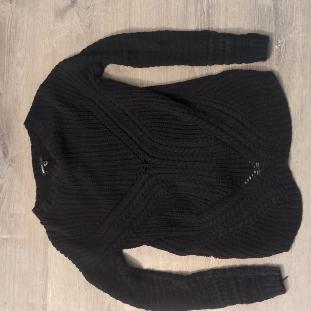 Mango casual black chunky knit sweater size medium